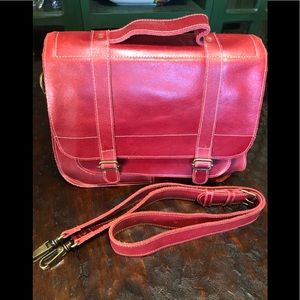 Red Leather Satchel Bag
